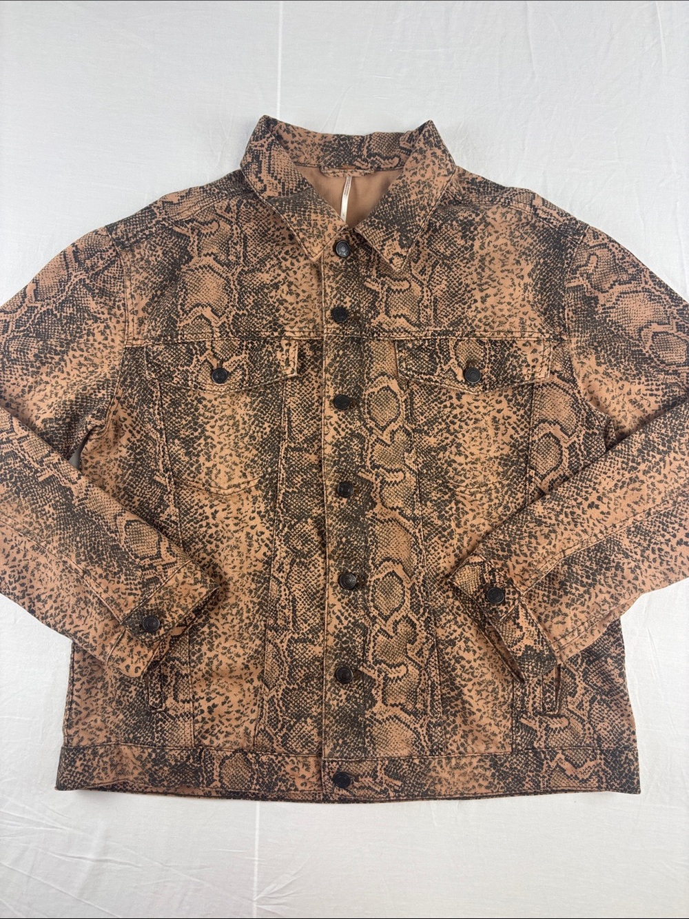 Free People Snake Trucker Jacket Denim size Large